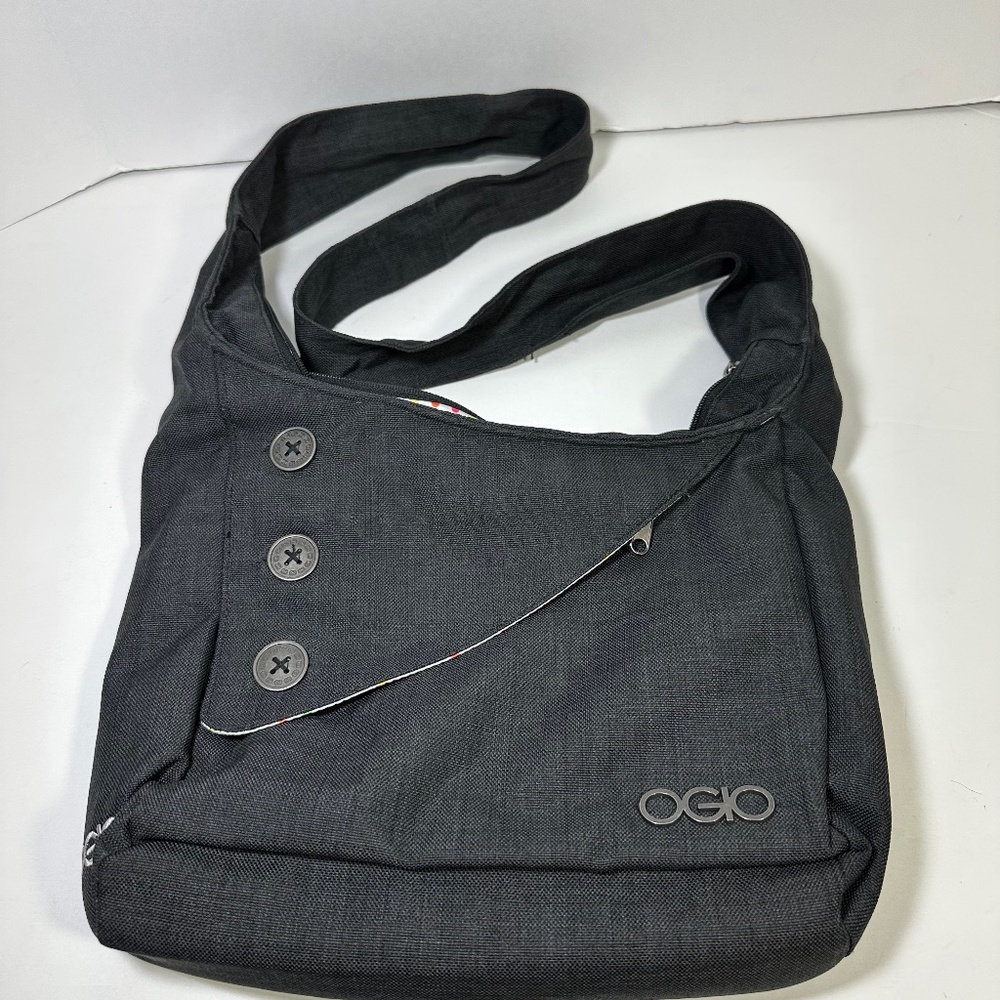 Ogio Charcoal Gray Inner Pockets Brooklyn Tablet Cross Body Messenger Bag Purse